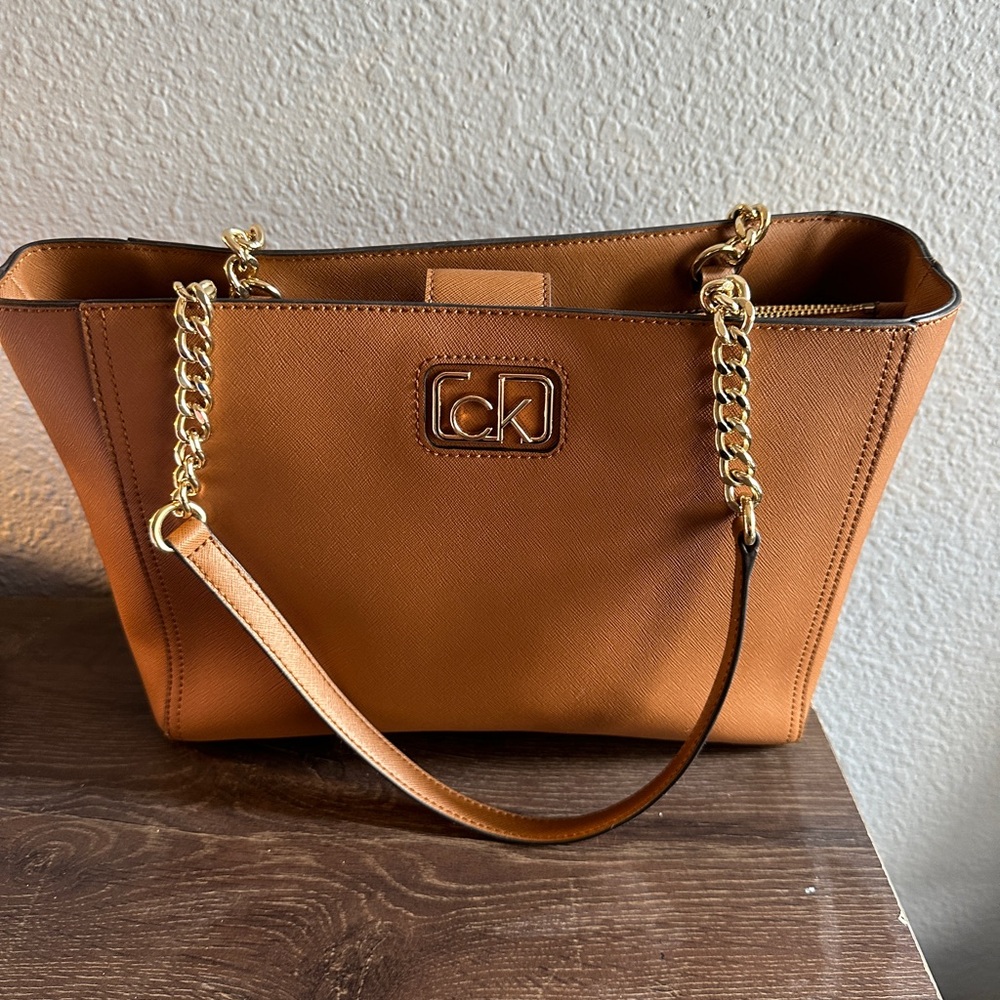 Brown Leather Calvin Klein Shoulder Bag